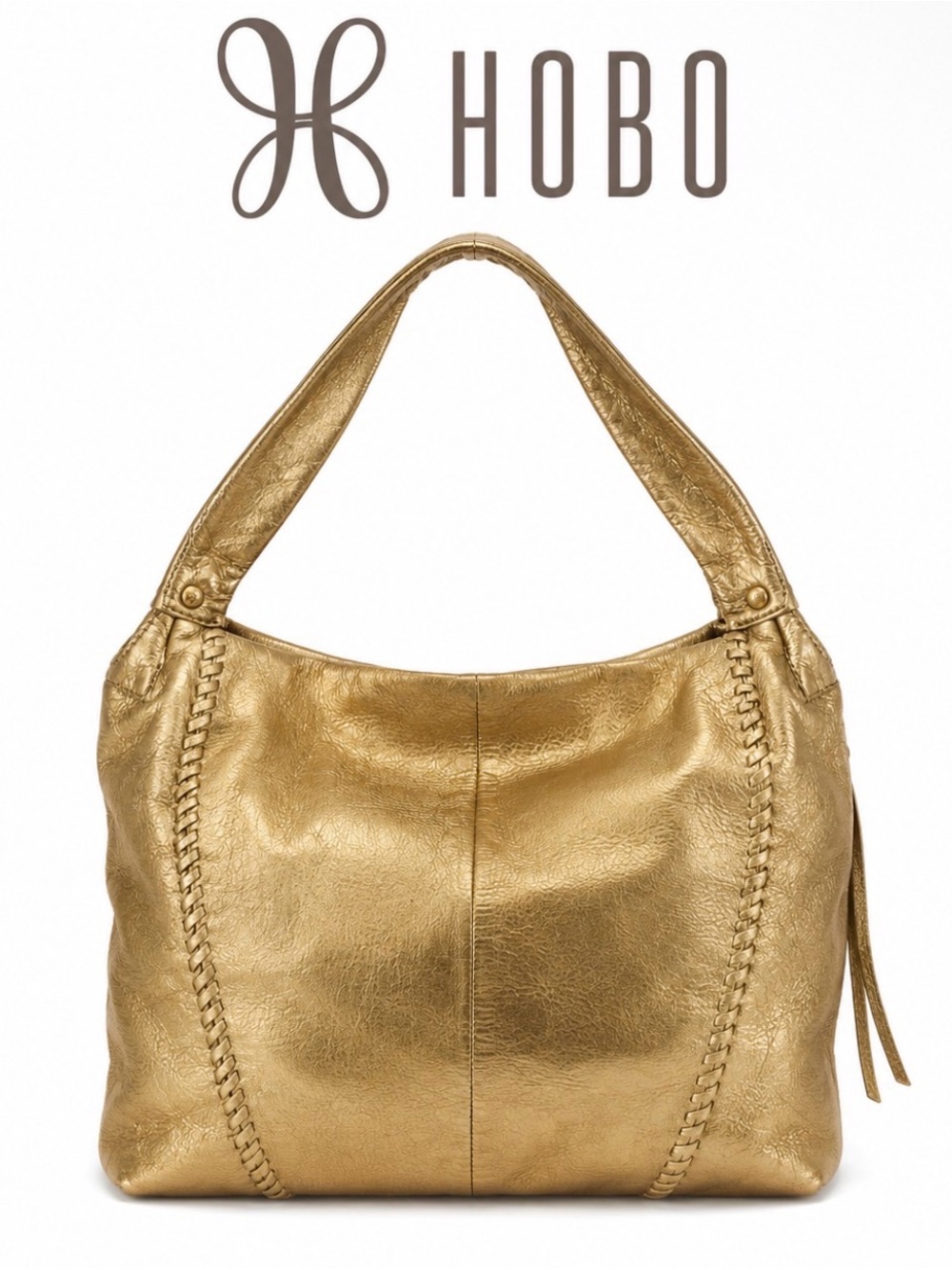 HOBO Metallic Gold Leather Shoulder Hobo